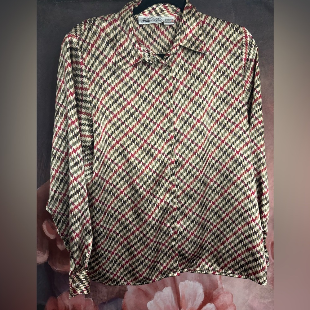 Houndstooth Print Yves St Clair Blouse Size 8